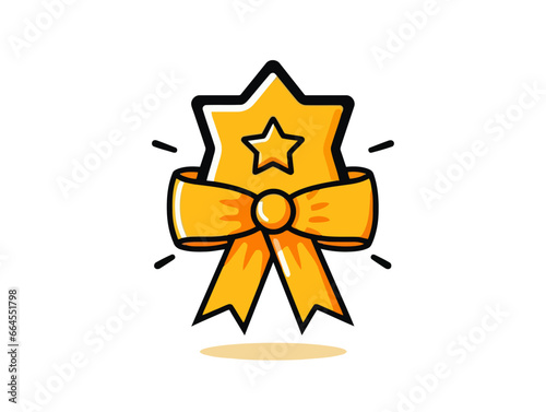 Doodle Service ribbon, cartoon sticker, sketch, vector, Illustration, minimalistic