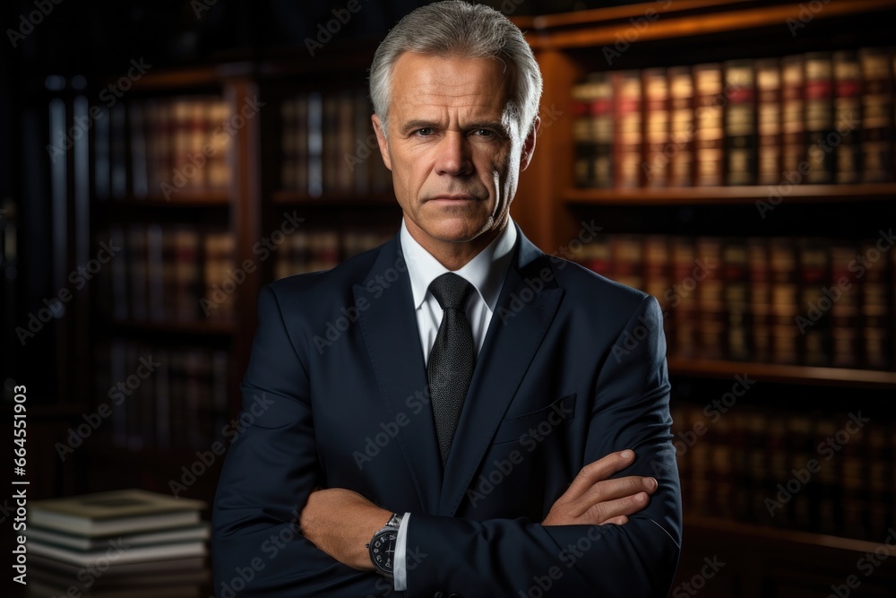 Professional man lawyer standing with arms crossed in the office. Professional man lawyer standing with arms crossed in the office.
