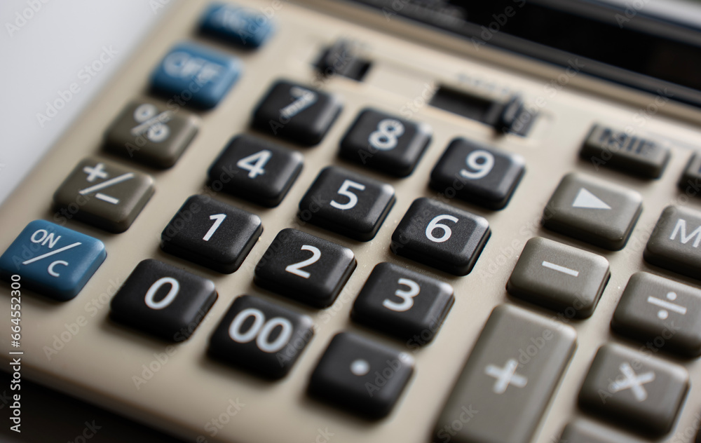 Digital calculator on the top view white background (close up version) Digital calculator on the top view white background (close up version)