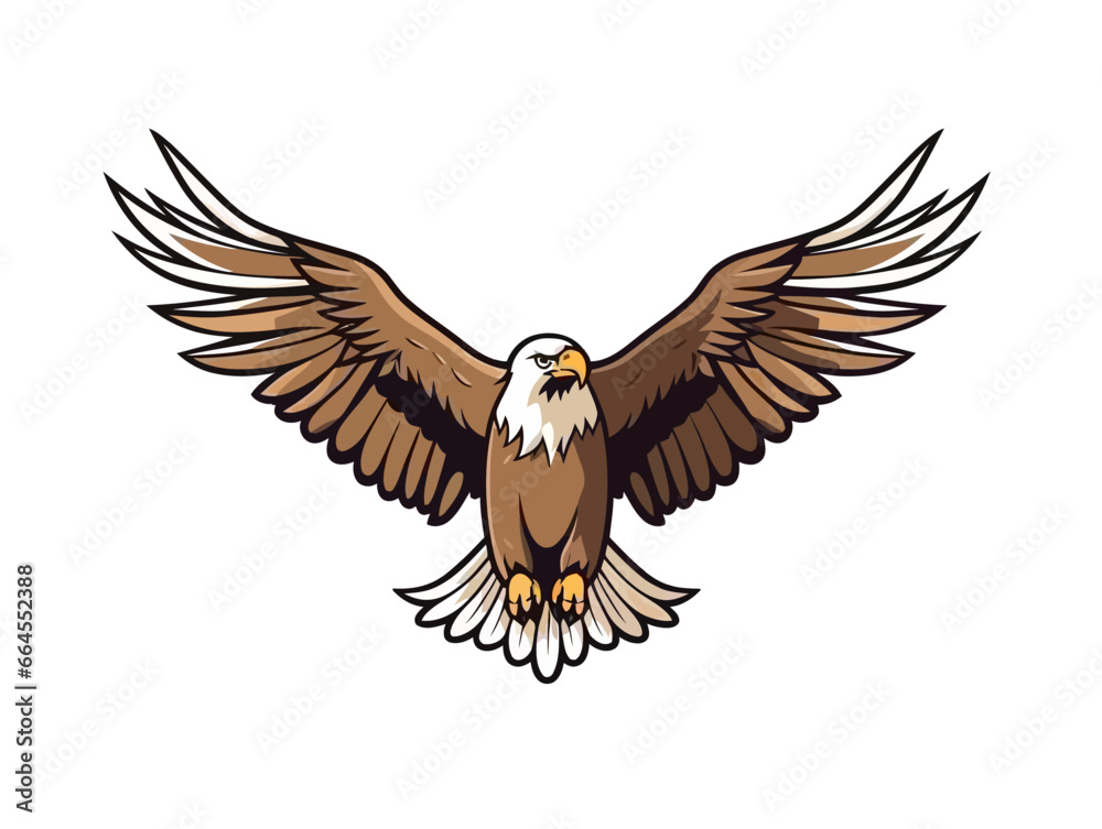 Naklejka premium Doodle Eagle emblem, cartoon sticker, sketch, vector, Illustration, minimalistic