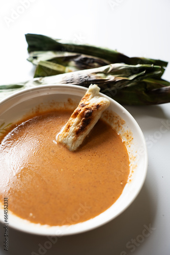 Otak-otak - Unwrapped - Traditional food from Indonesia is a kind of snack - grilled fish cakes wrapped with banana leaf