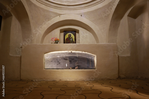 Interior of Ilyinsky church and Antonievy Caves in Chernihiv, Ukraine photo