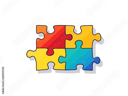 Doodle Puzzle piece with puzzle board, cartoon sticker, sketch, vector, Illustration, minimalistic © Brandon