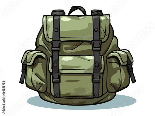 Doodle Combat bag, cartoon sticker, sketch, vector, Illustration, minimalistic