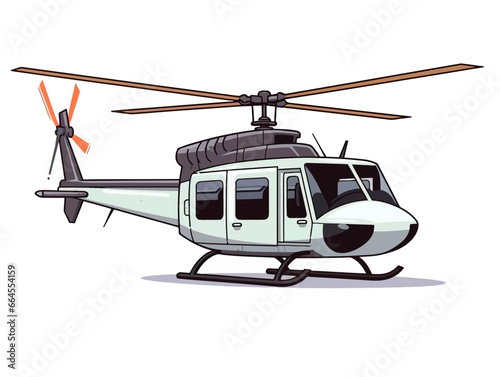 Doodle Huey helicopter, cartoon sticker, sketch, vector, Illustration, minimalistic