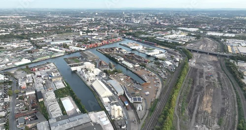 Aerial drone view of Container Terminal Dortmund or CTD photo