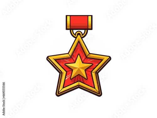 Doodle Vietnam Service Medal, cartoon sticker, sketch, vector, Illustration, minimalistic