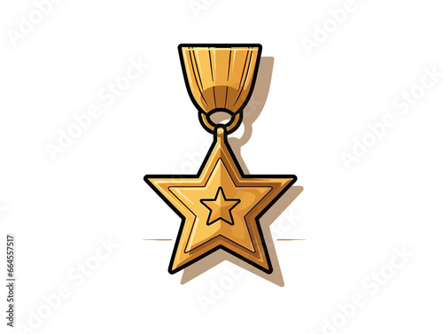 Doodle National Defense Service Medal, cartoon sticker, sketch, vector, Illustration, minimalistic