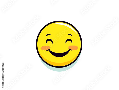 Doodle Grinning face emoji, cartoon sticker, sketch, vector, Illustration, minimalistic