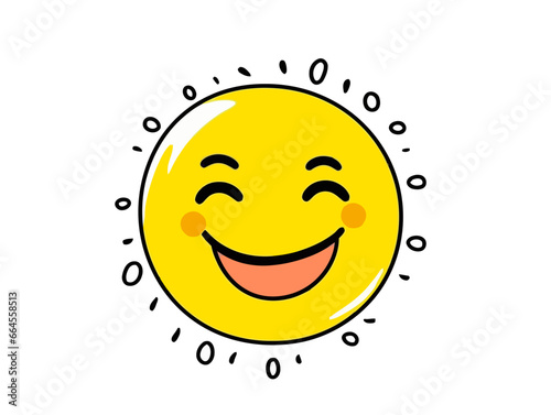 Doodle Hysterical laughing emoji, cartoon sticker, sketch, vector, Illustration, minimalistic