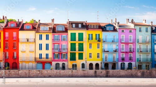 Rainbow-colored Houses on White Background Designed by Architects