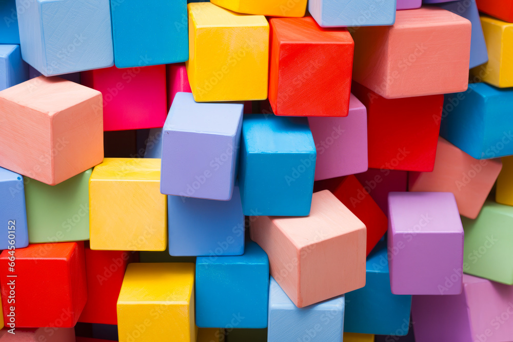 Close up of colorful wall of blocks of different colors. Close up of colorful wall of blocks of different colors.