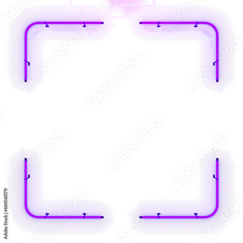Neon frame sign in the shape of a rectangle. 3d illustration