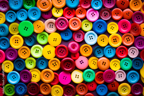 Group of multicolored buttons are shown in pile.
