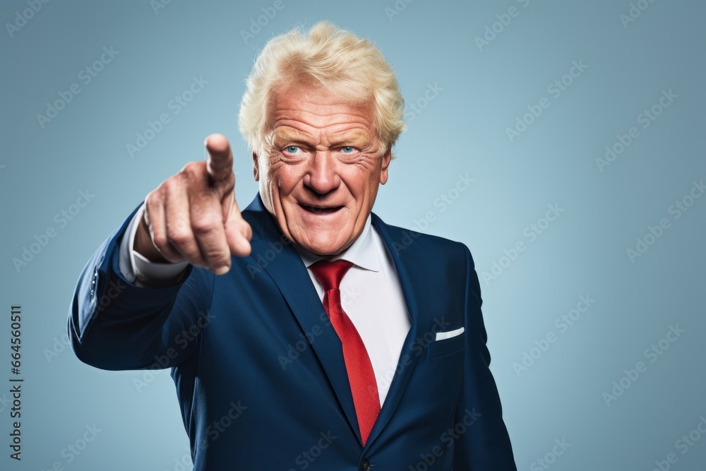 Senior caucasian businessman pointing finger Senior caucasian businessman pointing finger