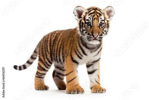 Baby Ussuri tiger on a white background