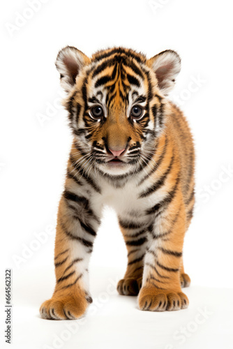 Baby Ussuri tiger on a white background