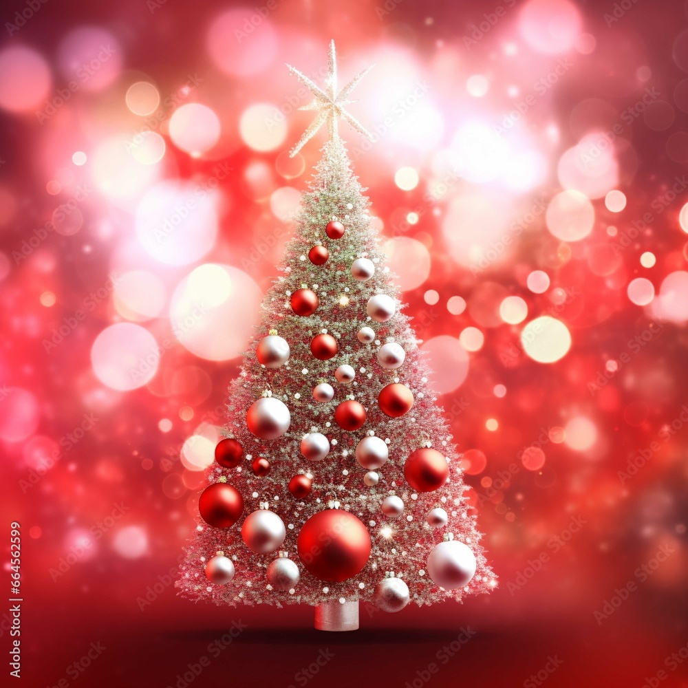 Christmas greeting card. Festive decoration on bokeh background. New Year concept.