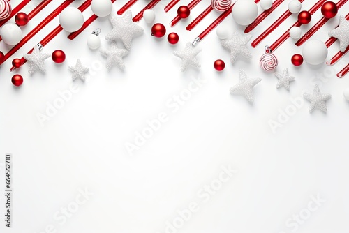 A minimalist holiday aesthetic with elements like trees  candy canes  stars  snowmen and bells work well for card creation. Red and white color.
