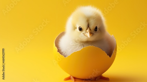 Adorable Easter Chick in a Yellow Eggshell photo