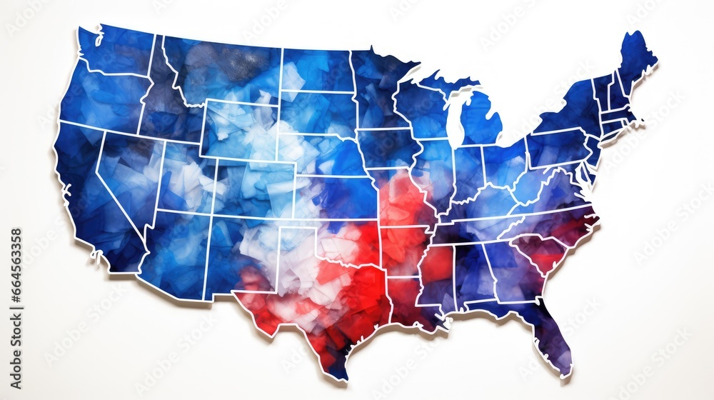 Decision 2024 A Conceptual US Presidential Elections Map Isolated on a Clean White Background