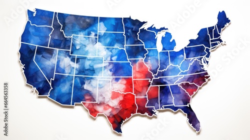 Decision 2024 - A Conceptual US Presidential Elections Map Isolated on a Clean White Background photo