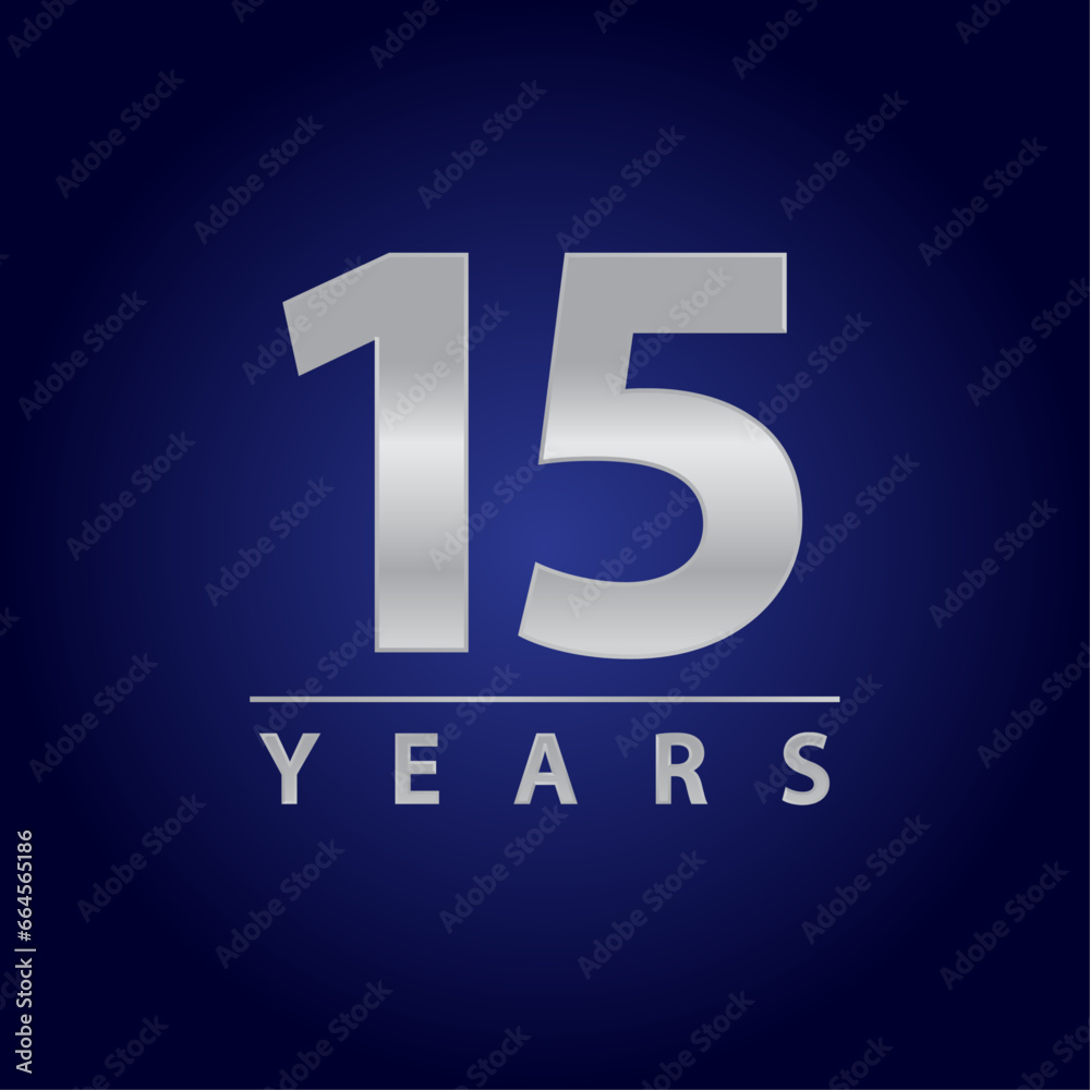 15 years silver logo for celebration events, anniversary, commemorative date, weddings. fifteen years 15 years silver logo for celebration events, anniversary, commemorative date, weddings. fifteen years