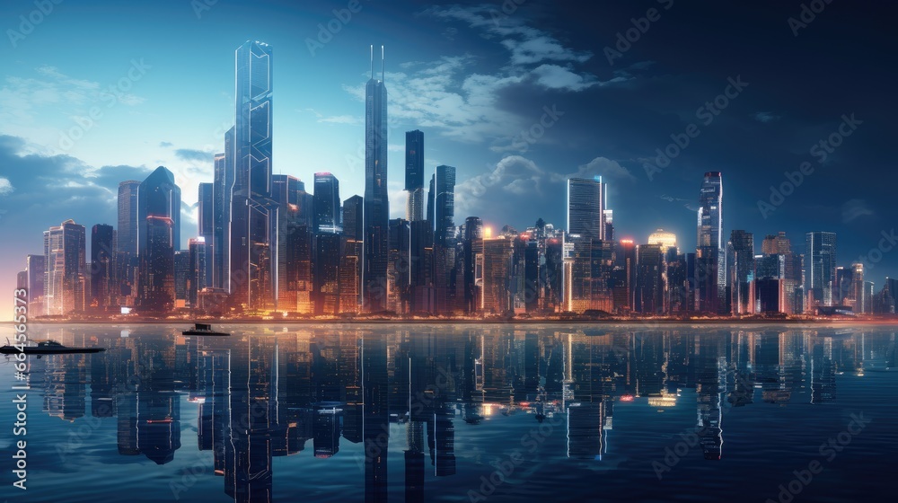 Fototapeta premium various skyscraper buildings, showcasing the architectural elegance of a modern metropolis.