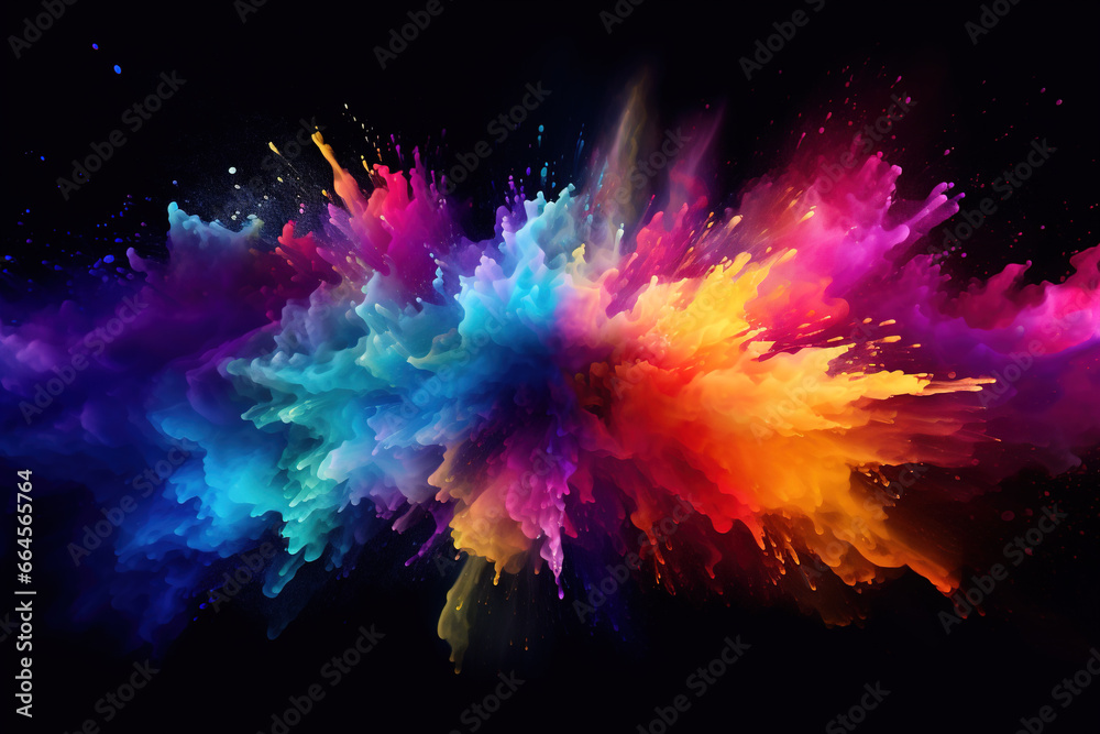 Colorful powder particle explosion background