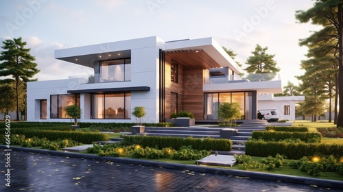 Architectural Vision - A three-dimensional house isolated on a white backdrop, perfect for architects and real estate developers. © pvl0707
