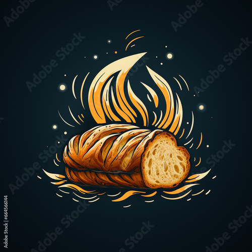 illustration of bread with butter