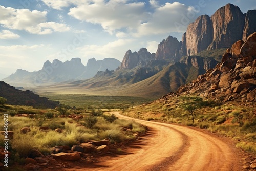Fotografie, Tablou Stunning South African landscape with breathtaking mountains and arid terrain
