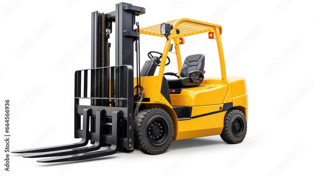 Industrial Powerhouse - a forklift on a clean, white isolated background, showcasing the might of industrial machinery