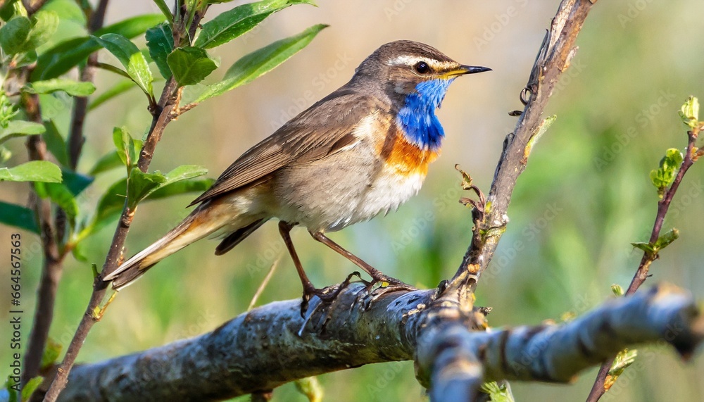 bluethroat in a branch bluethroat in a branch