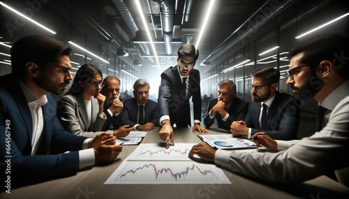 Photo of a group of Hispanic analysts in an intense meeting setup.