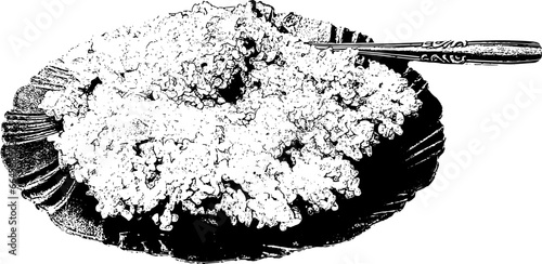 Rice on the plate with spoon