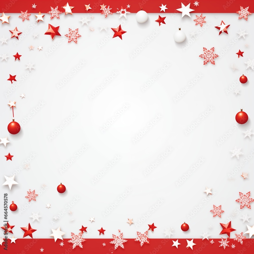 Diseño cuadrado fondo de tarjeta de navidad con estrellas, bolas navideñas y espacio para texto o imágenes