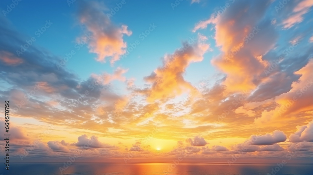 colorful sunset in the field with clouds