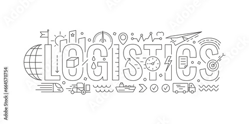 technical drawing logistics on a white background. logistics symbols