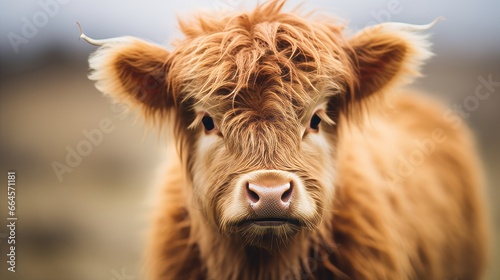 Close-up Portrait of a Highland Calf