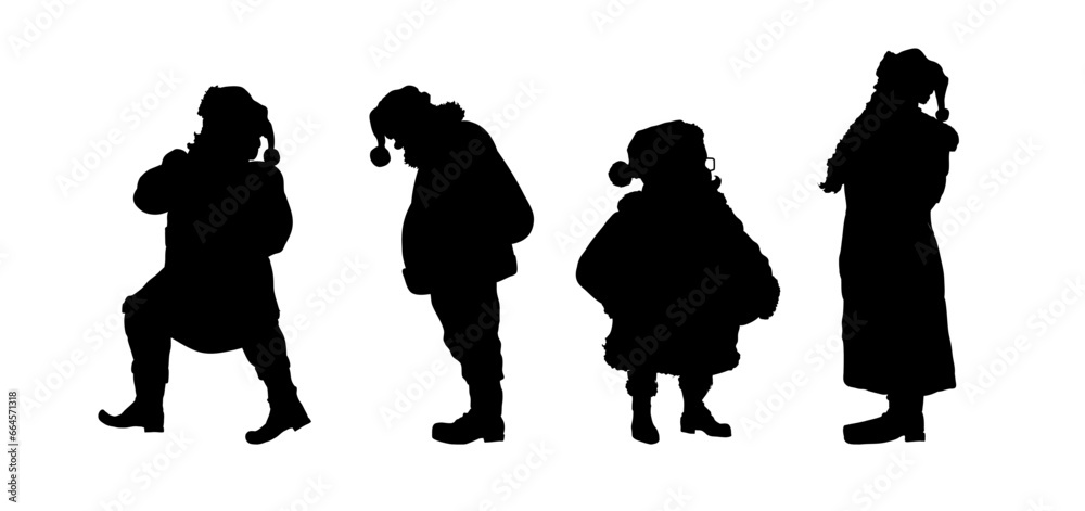 Set of Santa Claus silhouettes
