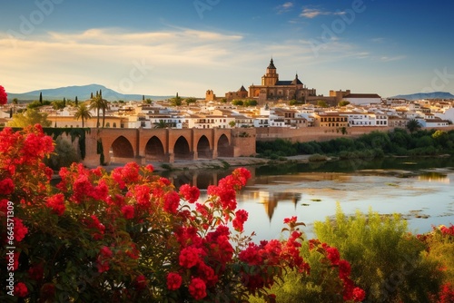 Spanish city Priego De Cordoba in Andalusia with a background image. Generative AI photo