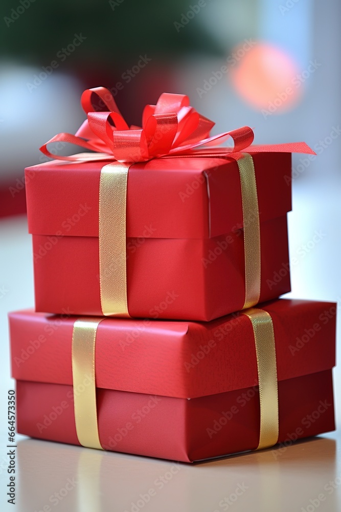 Fototapeta premium Close-up of Christmas gifts, creating holiday cheer