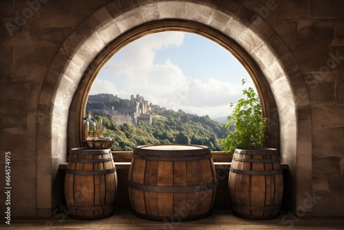 Barrel in an ancient castle beside the window. © MstHafija