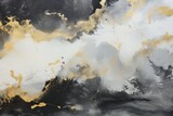 Abstract Wall art Poster of black and golden Mountains, golden paint splashes