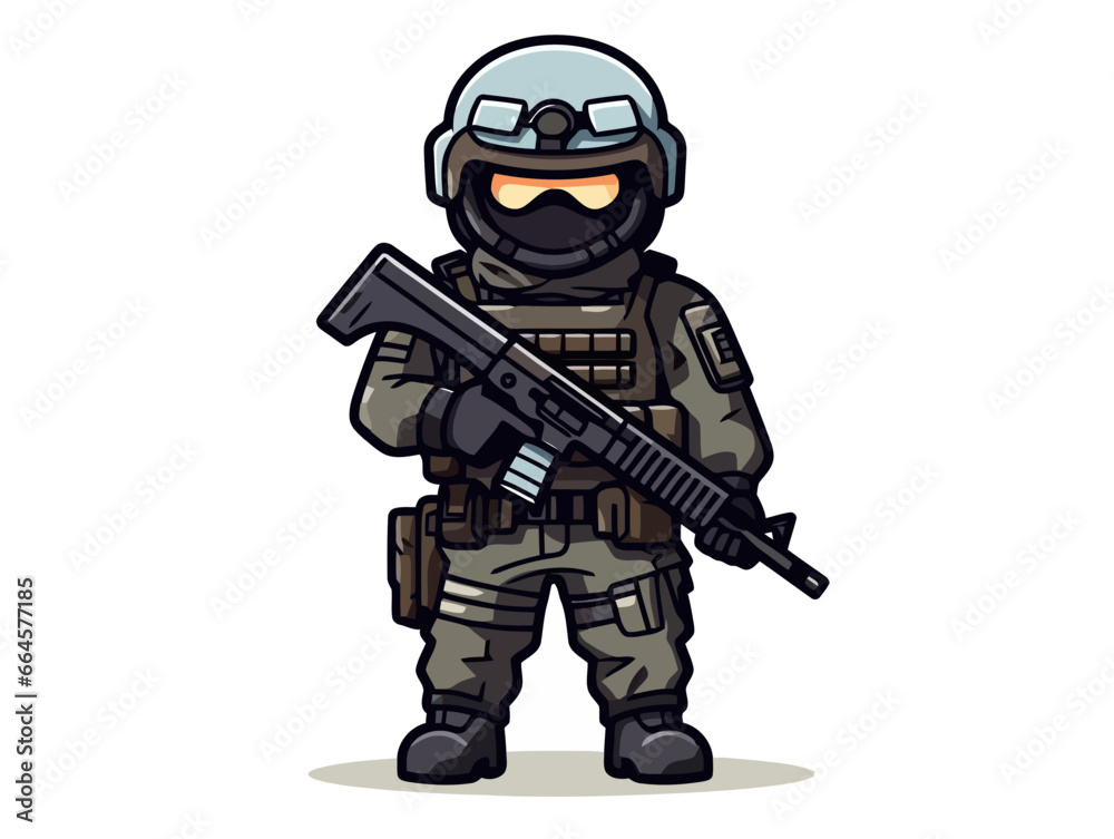 Doodle Soldier in combat gear, cartoon sticker, sketch, vector, Illustration, minimalistic Doodle Soldier in combat gear, cartoon sticker, sketch, vector, Illustration, minimalistic