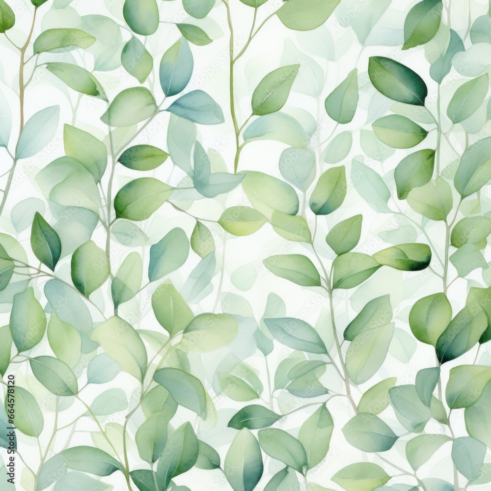 Watercolor floral illustration Green leaves .natural background