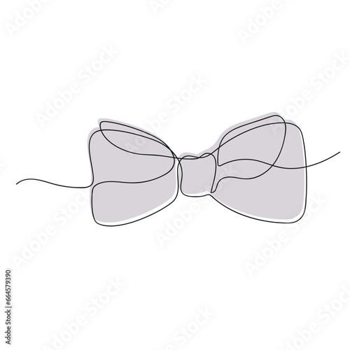 Bow tie drawn in one continuous line in color. One line drawing, minimalism. Vector illustration.