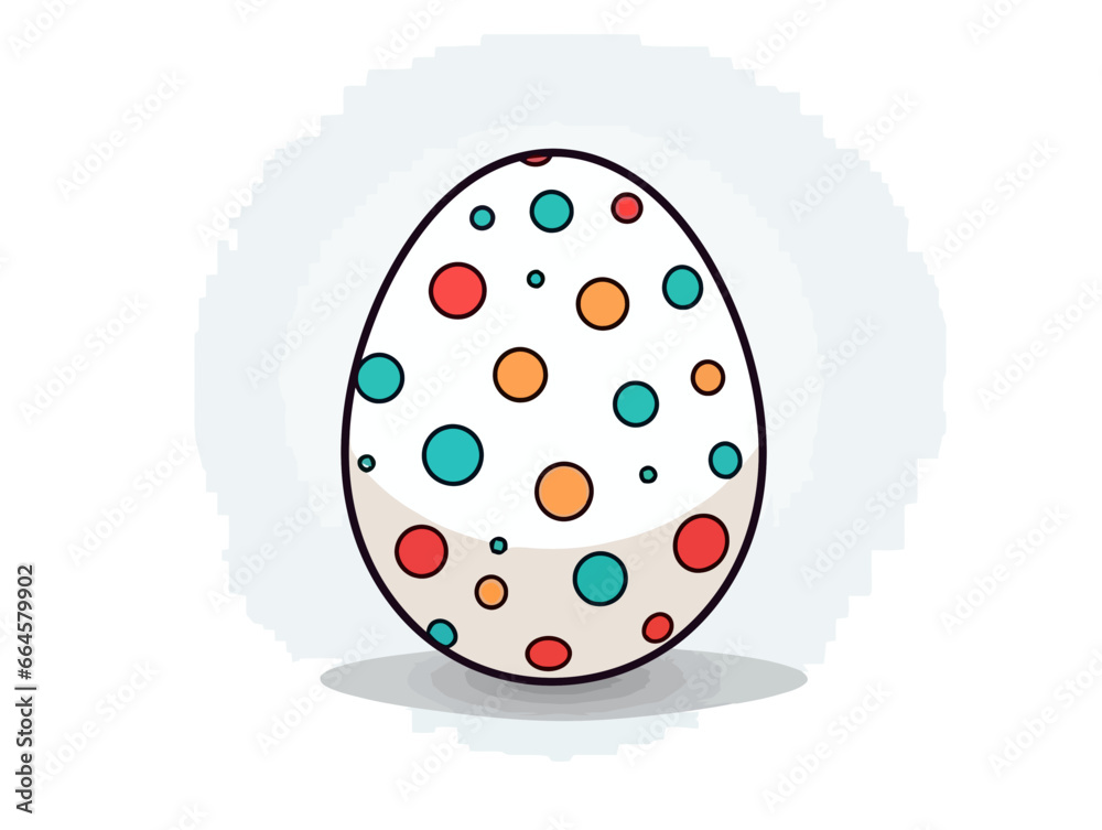 Doodle Easter egg with polka dots, cartoon sticker, sketch, vector, Illustration, minimalistic Doodle Easter egg with polka dots, cartoon sticker, sketch, vector, Illustration, minimalistic