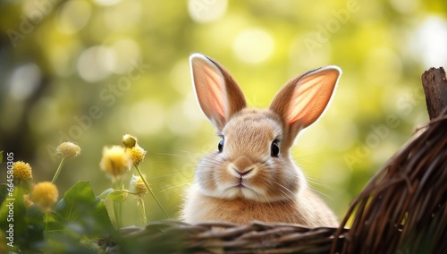 Easter Bunny with beautiful Spring Nature. © MstHafija